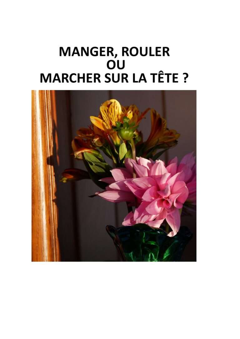 Manger, rouler ou marcher sur la tête illustration de fleurs